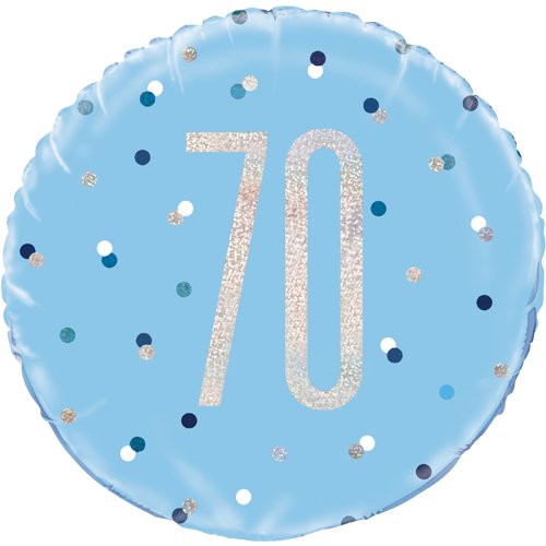 Happy 70th Birthday Foil Balloon Glitz Blue