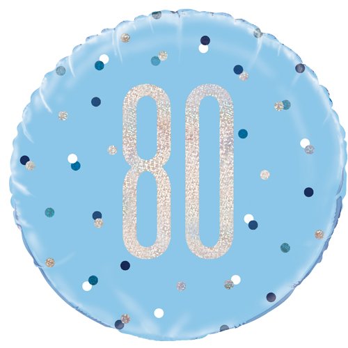 Happy 80th Birthday Foil Balloon Glitz Blue