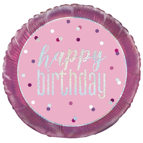 Happy Birthday Foil Balloon Glitz Pink