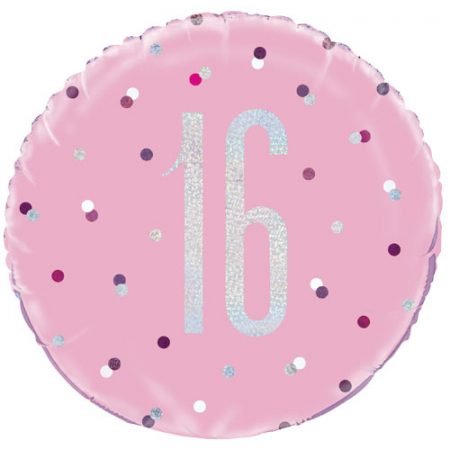 Happy 16th Birthday Foil Balloon Glitz Pink