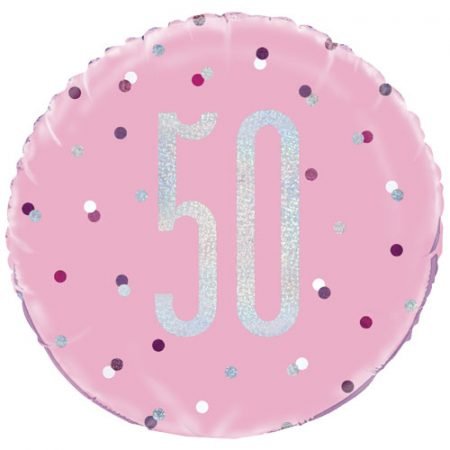 Happy 50th Birthday Foil Balloon Glitz Pink