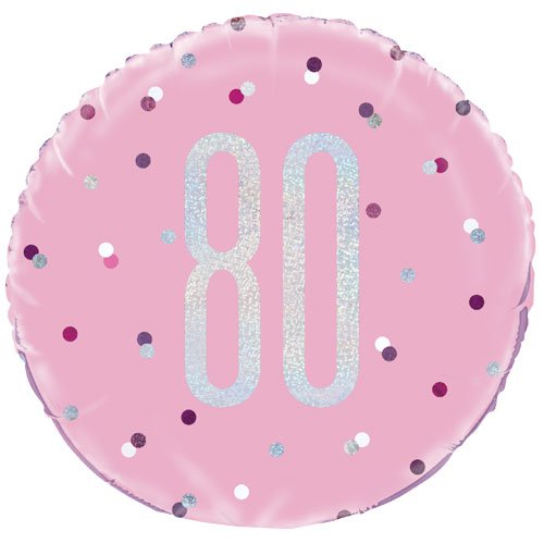 Happy 80th Birthday Foil Balloon Glitz Pink