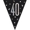 Happy 40th Birthday Flag Banner Glitz Black