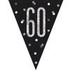 Happy 60th Birthday Flag Banner Glitz Black