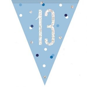 Happy 13th Birthday Flag Banner Glitz Blue