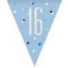 Happy 16th Birthday Flag Banner Glitz Blue