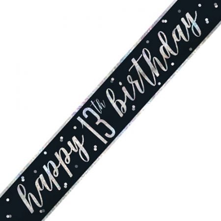 Happy 13th Birthday Banner Glitz Black