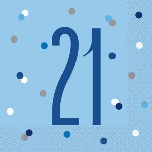 Happy 21st Birthday Napkins Glitz Blue