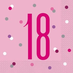 Happy 18th Birthday Napkins Glitz Pink