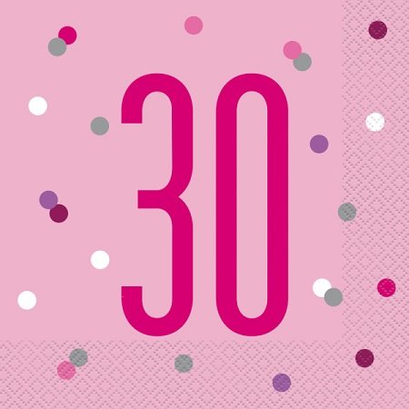 Happy 30th Birthday Napkins Glitz Pink