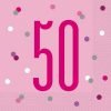 Happy 50th Birthday Napkins Glitz Pink