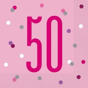 Happy 50th Birthday Napkins Glitz Pink