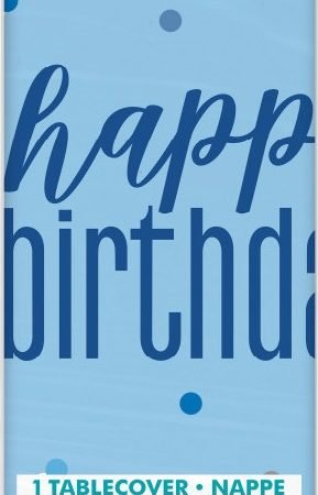 Happy Birthday Tablecover Glitz Blue