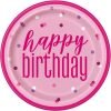 Happy Birthday Plates Glitz Pink