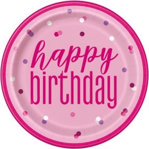 Happy Birthday Plates Glitz Pink