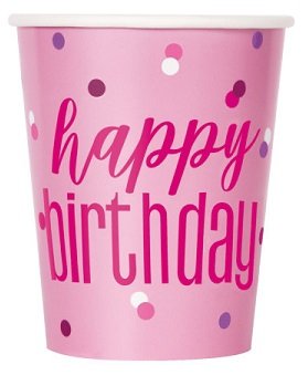 Happy Birthday Cups Glitz Pink