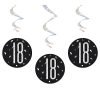 Happy 18th Birthday Black & Silver Glitz Hanging Swirls Decorations