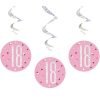 Happy 18th Birthday Pink & Silver Glitz Hanging Swirls Decorations