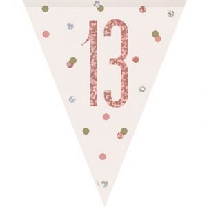 Happy 13th Birthday Flag Banner Glitz Rose Gold