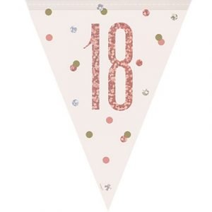 Happy 18th Birthday Flag Banner Glitz Rose Gold