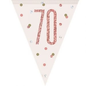Happy 70th Birthday Flag Banner Glitz Rose Gold