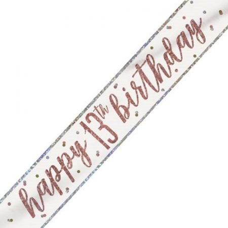 Happy 13th Birthday Banner Glitz Rose Gold