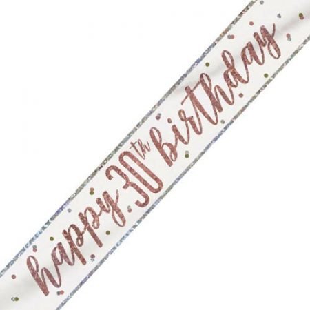 Happy 30th Birthday Banner Glitz Rose Gold