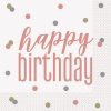Happy Birthday Napkins Glitz Rose Gold