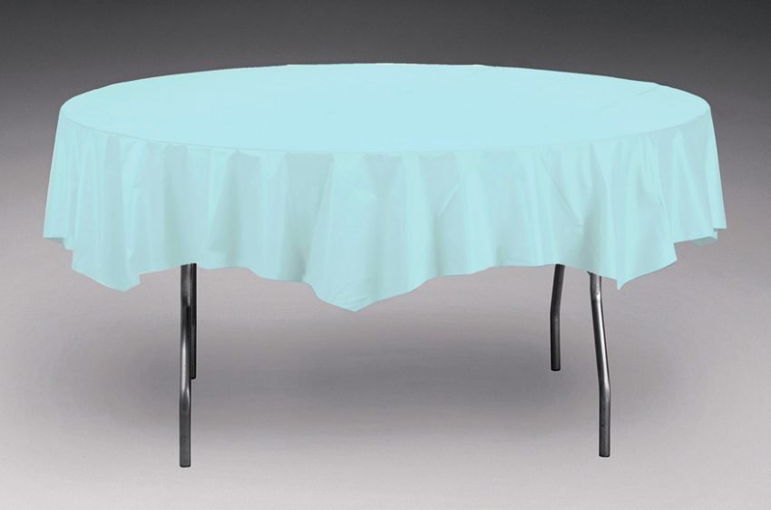 Baby Blue Plastic Tablecover Round