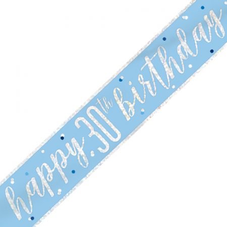 Happy 30th Birthday Banner Glitz Blue