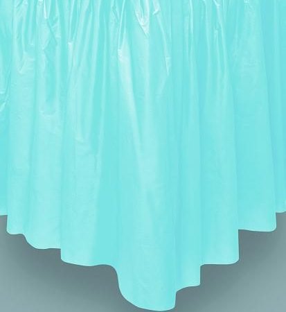 Baby Blue Plastic Table Skirt