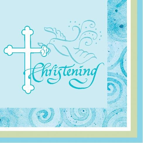 Faithful Dove Blue Lunch Napkins Christening
