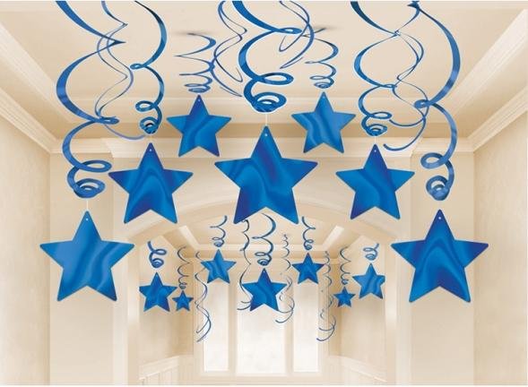 Swirls Shooting Stars Blue Hanging Decoration