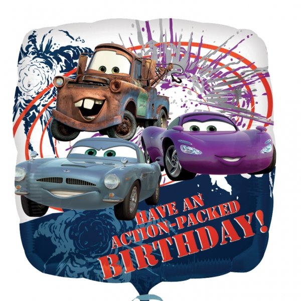Cars Sqaure Happy Birthday Foil Balloon