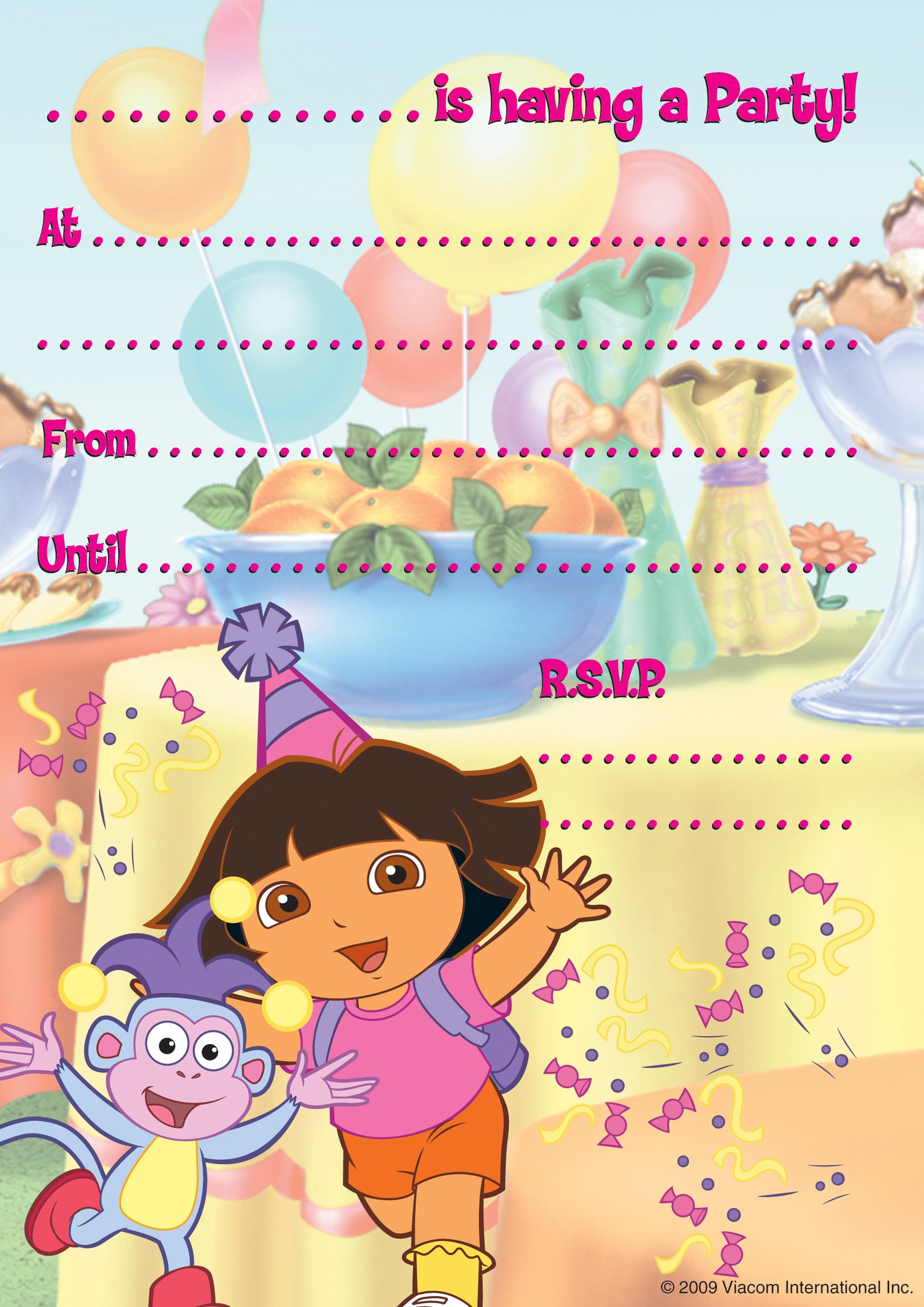 Dora The Explorer Invites