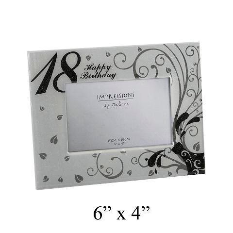 Aluminium & Epoxy Fin Photo Frame 4x6 sparkle 18th Birthday