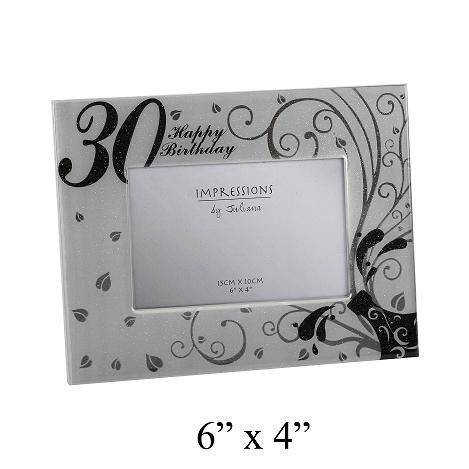 Aluminium & Epoxy Fin Photo Frame 4x6 sparkle 30th Birthday