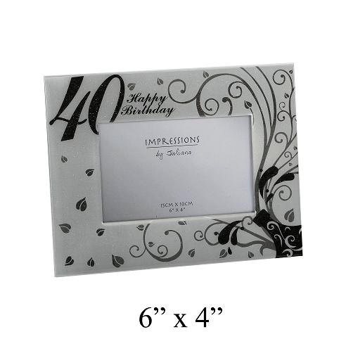 Aluminium & Epoxy Fin Photo Frame 4x6 sparkle 40th Birthday
