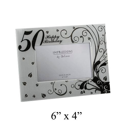 Aluminium & Epoxy Fin Photo Frame 4x6 sparkle 50th Birthday