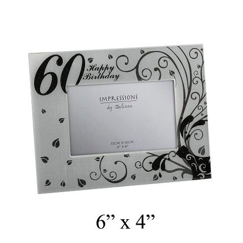 Aluminium & Epoxy Fin Photo Frame 4x6 sparkle 60th Birthday