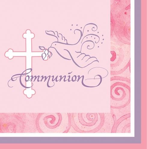 Faithful Dove Pink Lunch Napkins Communion