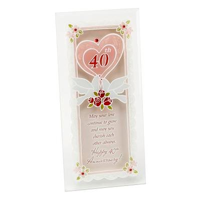 Happy 40th Anniversary Glass Plaque