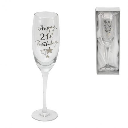 Happy 21st Birthday Flute Glass