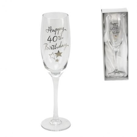 Happy 40th Birthday Flute Glass