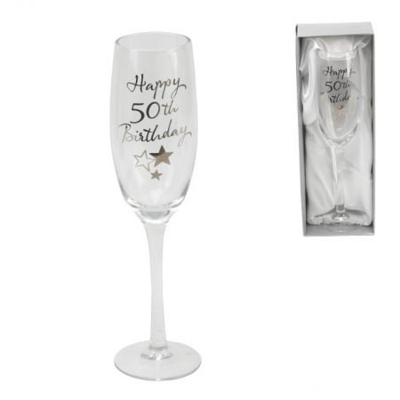 Happy 50th Birthday Flute Glass