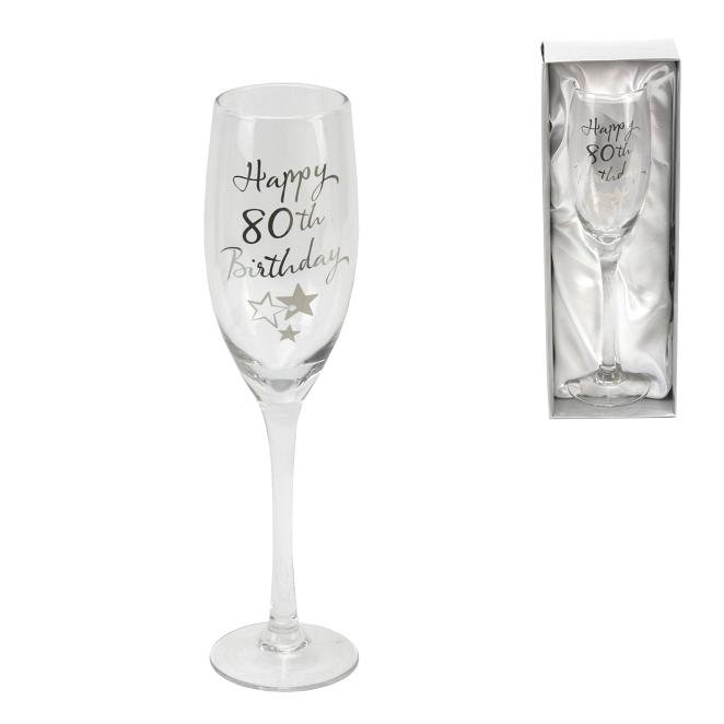 Happy 80th Birthday Flute Glass