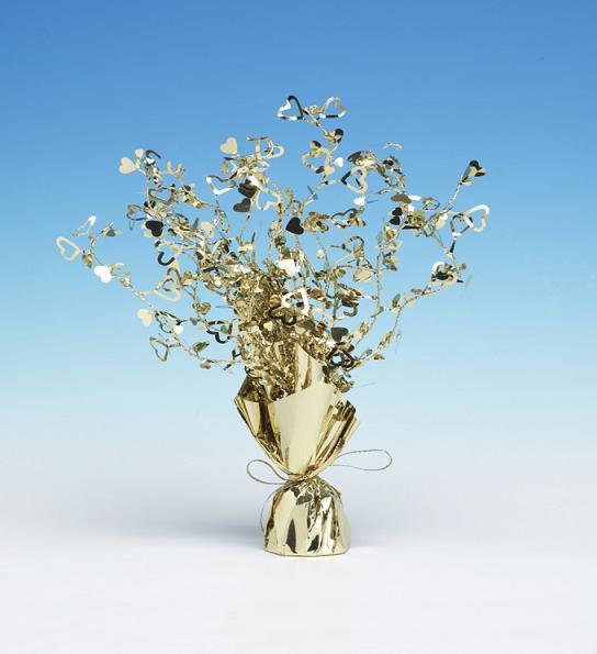 Gold Hearts Foil Spray Weighted Centrepiece