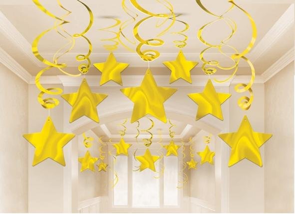 Swirls Shooting Stars Gold Hanging Decoration