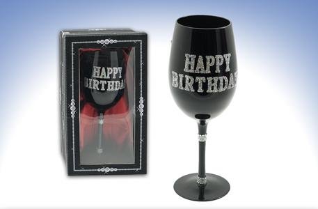 Happy Birthday Diamante Glass