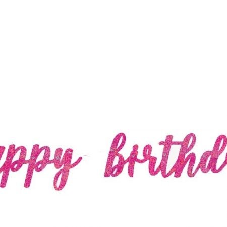 Happy Birthday Letter Banner Glitz Pink